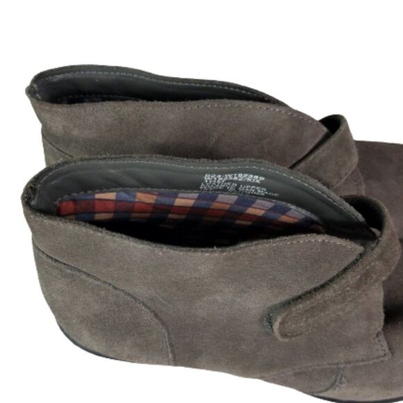 White Mountain Gray Suede Wedge Ankle Boots - Picture 4 of 11